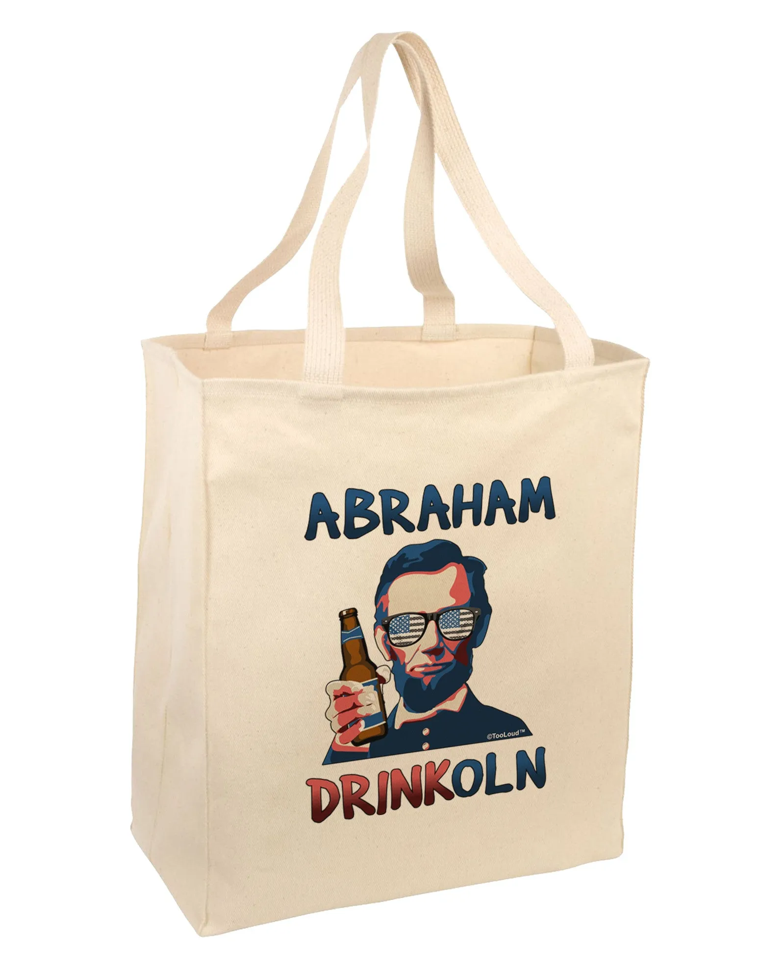 Abraham Drinkoln with Text Large Grocery Tote Bag