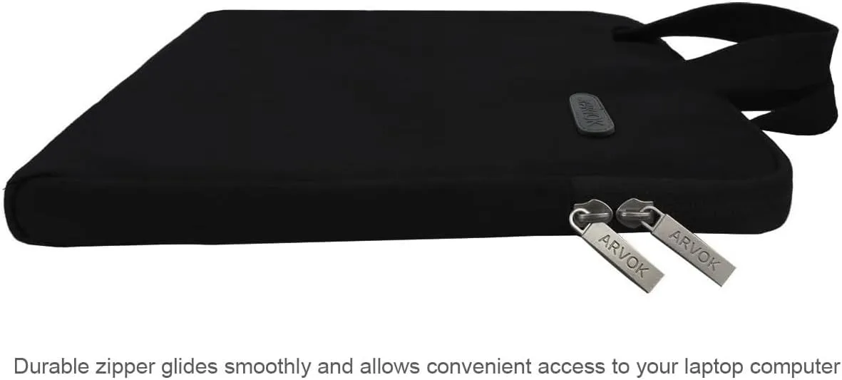Arvok 13 13.3 14 Inch Water-Resistant Canvas Fabric Laptop Sleeve with Handle&Zipper Pocket/Notebook Computer Case/Ultrabook Carrying Bag for HP/Dell/Lenovo/A sus/Acer/Samsung, Black