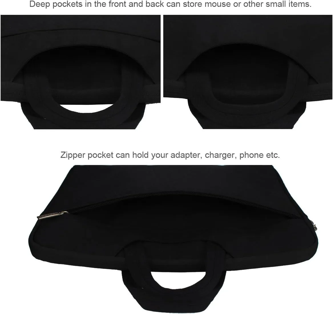 Arvok 13 13.3 14 Inch Water-Resistant Canvas Fabric Laptop Sleeve with Handle&Zipper Pocket/Notebook Computer Case/Ultrabook Carrying Bag for HP/Dell/Lenovo/A sus/Acer/Samsung, Black