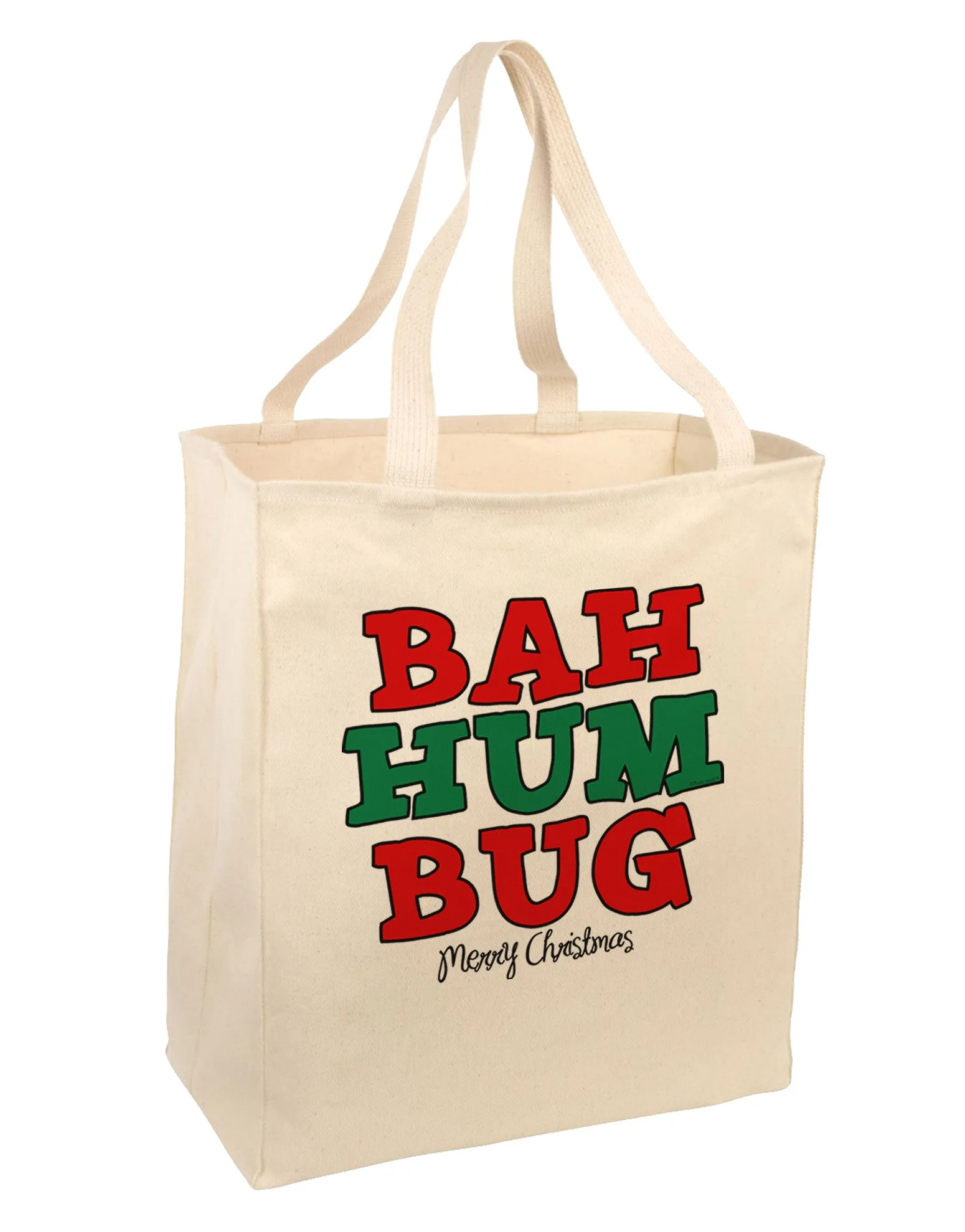 Bah Humbug Merry Christmas Large Grocery Tote Bag