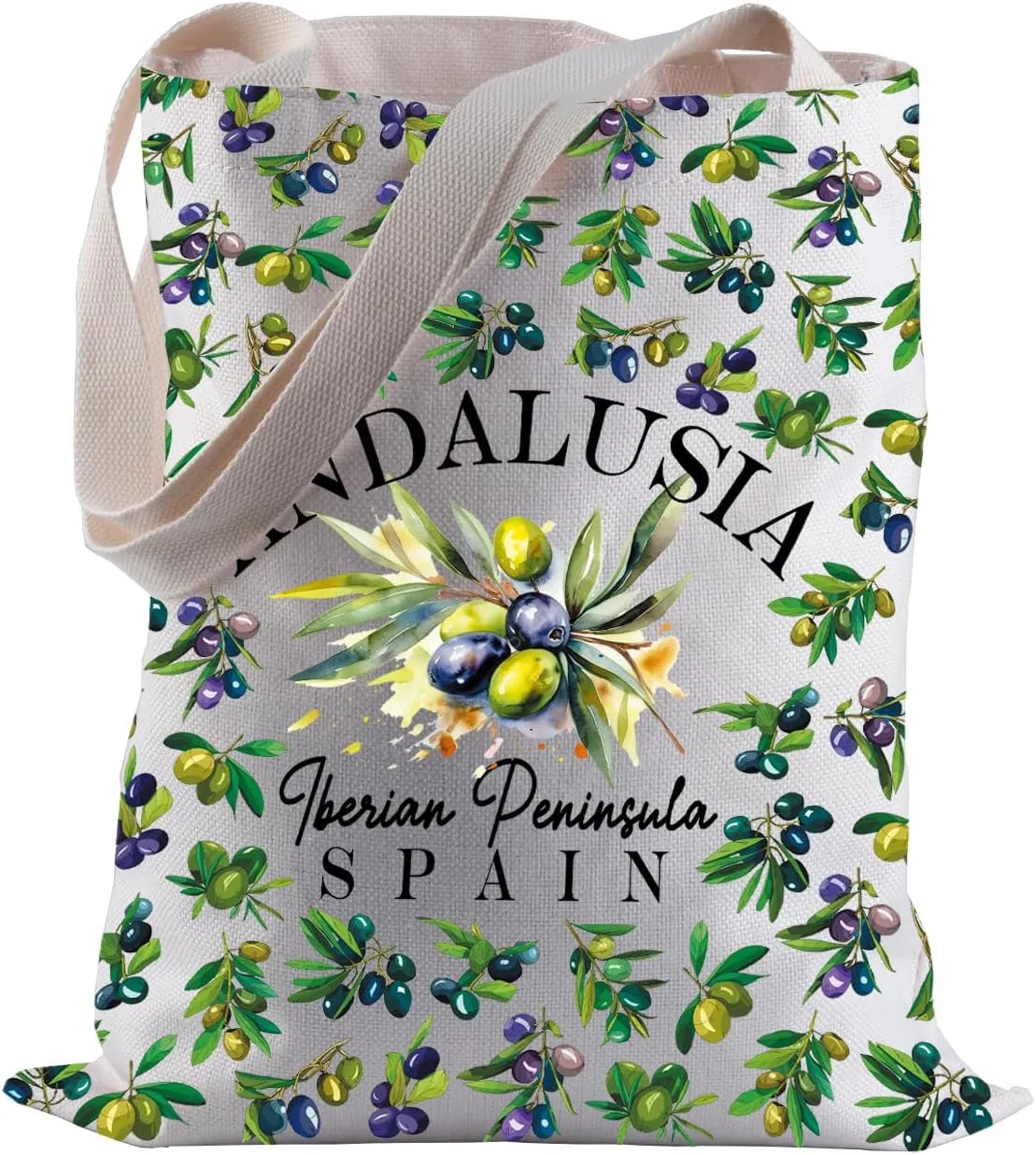 BLUPARK Andalusia Shopping Bag Spain Tote Bag Spanish Olives Shoulder Bag Olive Reusable Bag Andalusia Travel Gift
