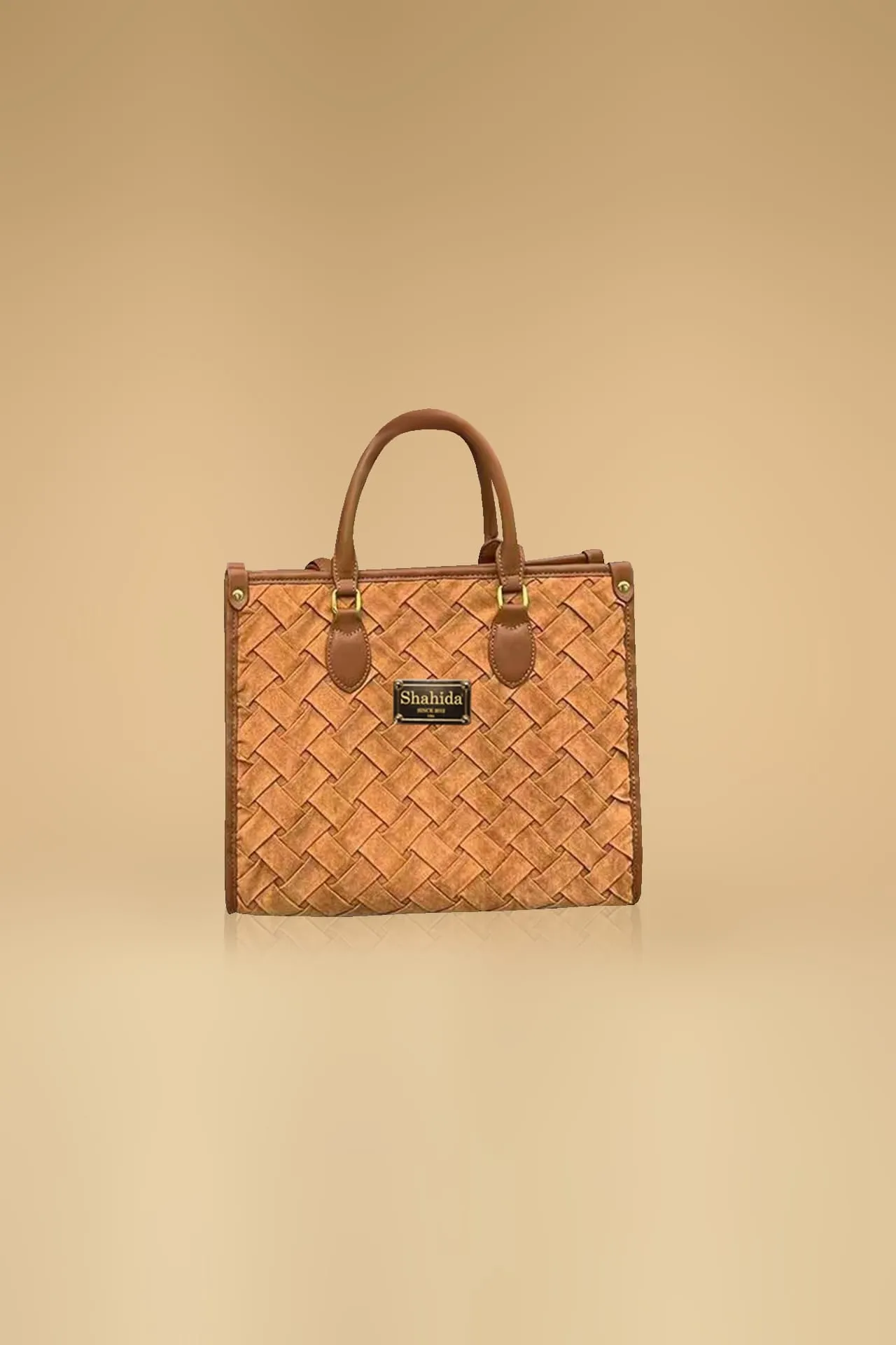 Brown Quilted Tote Handbag
