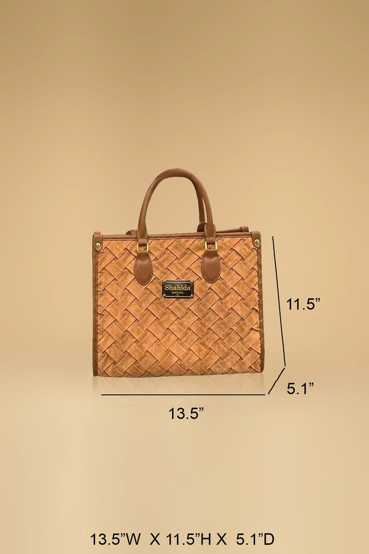 Brown Quilted Tote Handbag