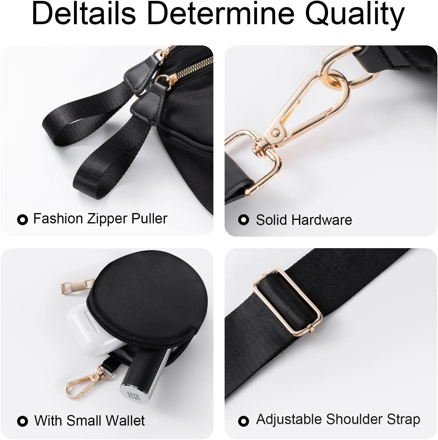 Bum Bags for Women Checkered Crossbody Bag with Removable Wallets Large Nylon Belt Purse Fanny Packs, Bonus with a Extra Strap
