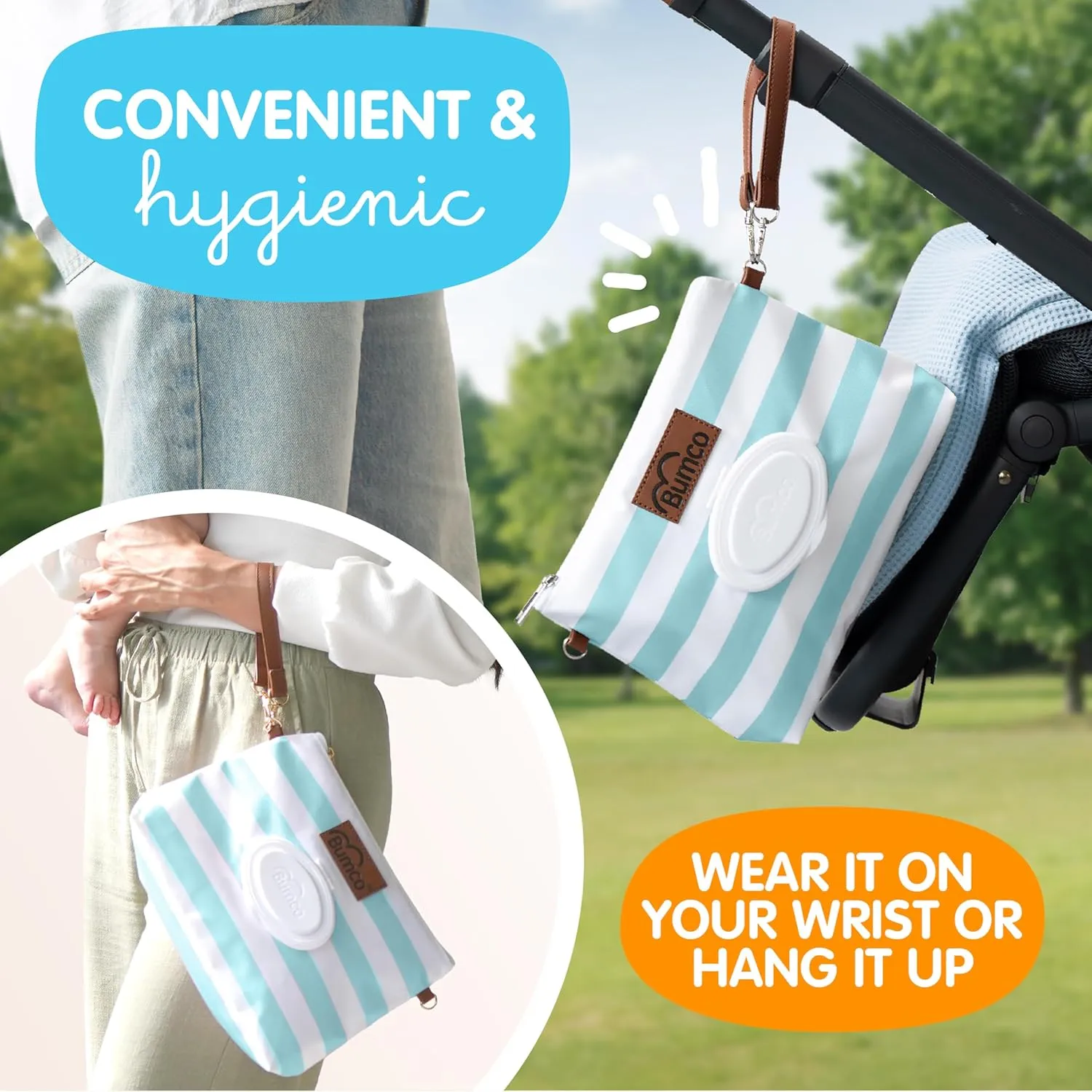 Bumco Diaper Clutch - Portable Wipes Dispenser & Travel Essential, Airtight Refillable Wipes Container, Diaper Bag Purse