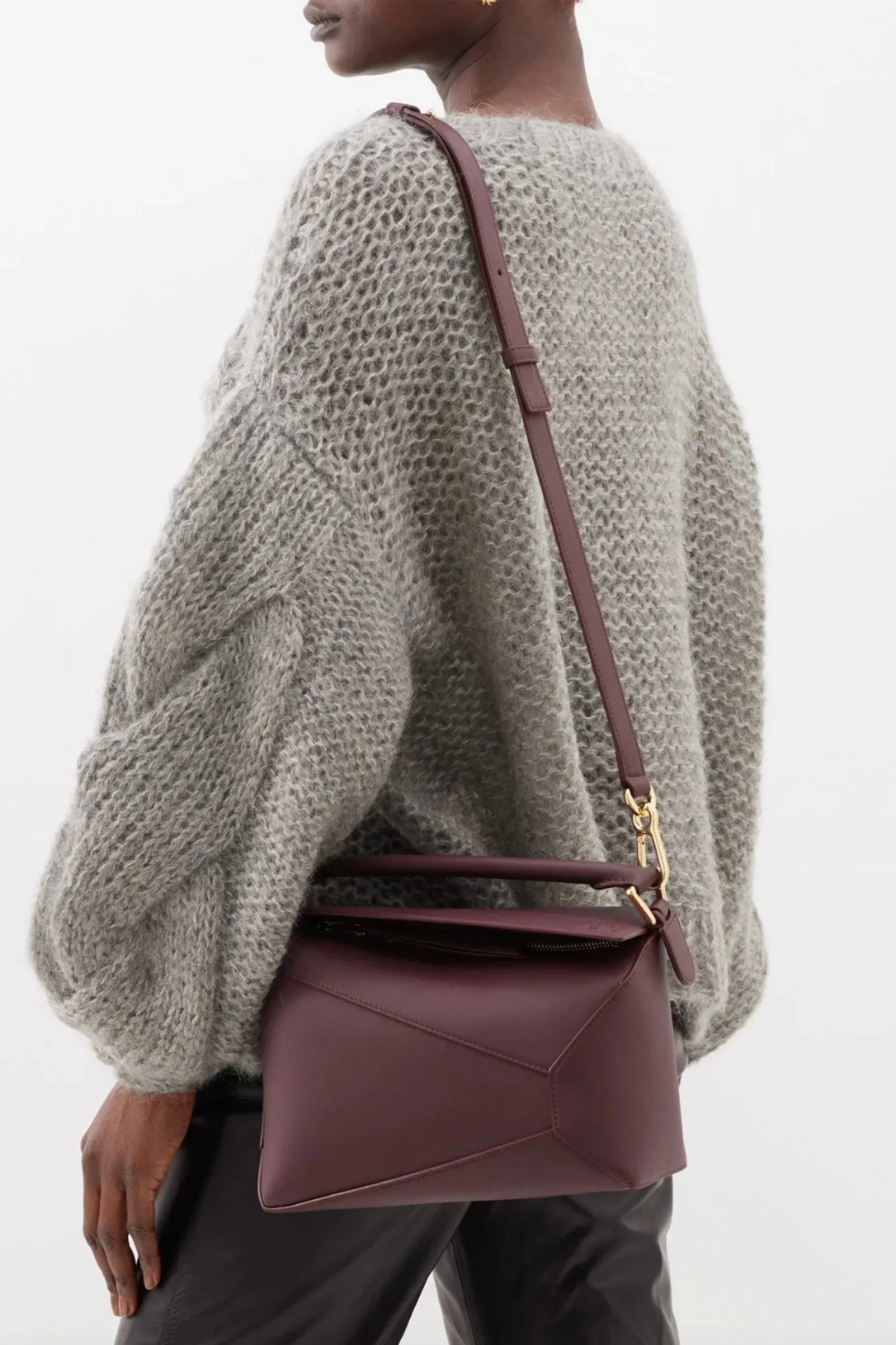 Burgundy Puzzle Small Grained-Leather Cross-body Bag
