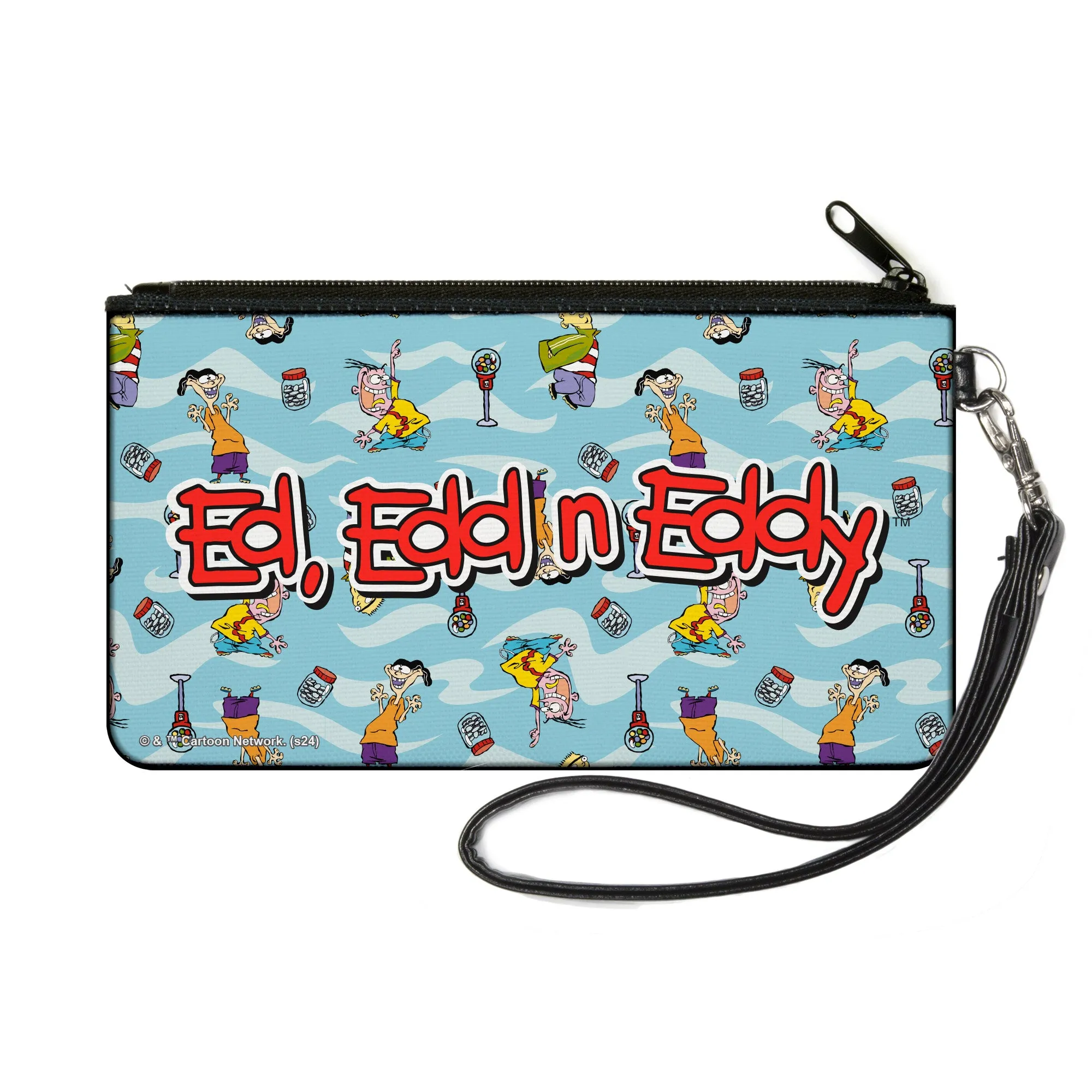 Canvas Zipper Wallet - SMALL - ED EDD N EDDY Title Logo and Character Poses Scattered Blues