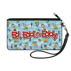 Canvas Zipper Wallet - SMALL - ED EDD N EDDY Title Logo and Character Poses Scattered Blues