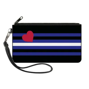 Canvas Zipper Wallet - SMALL - Flag Leather Black Blue Red White