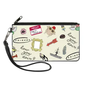 Canvas Zipper Wallet - SMALL - FRIENDS Show Icons Collage White