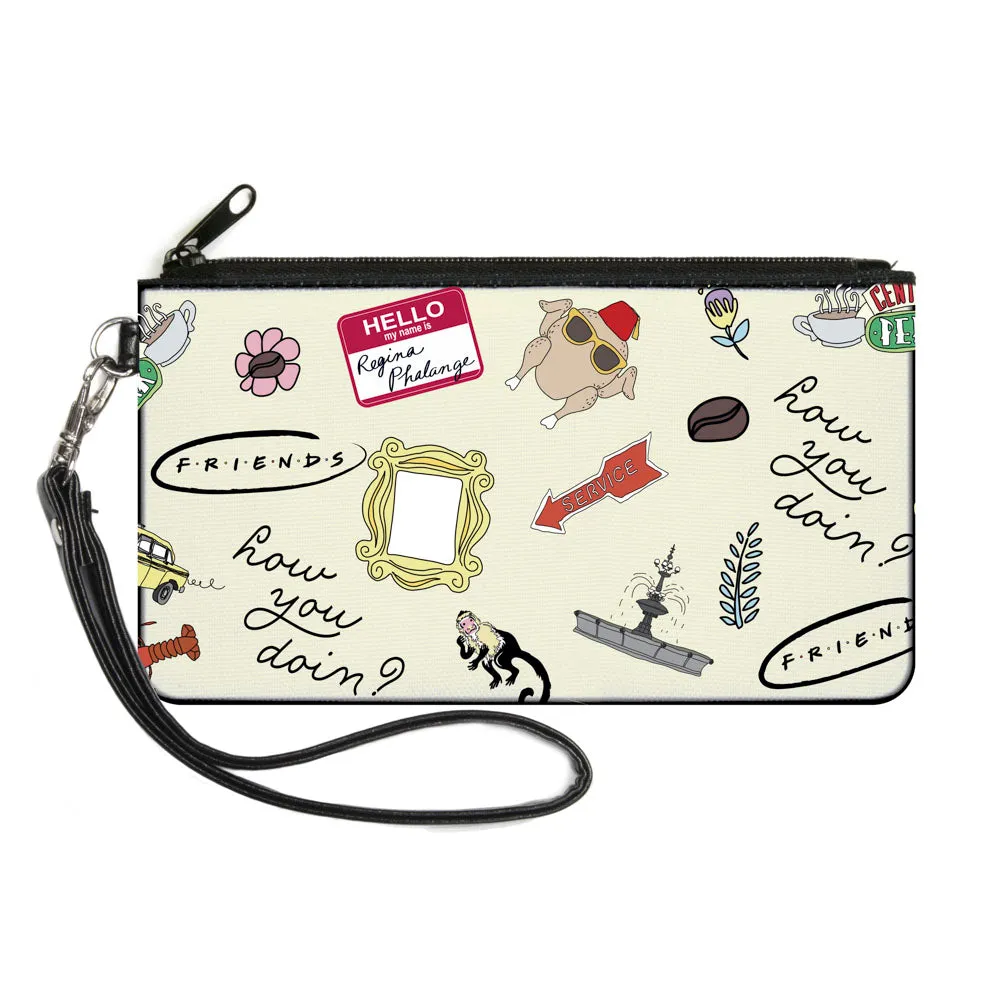 Canvas Zipper Wallet - SMALL - FRIENDS Show Icons Collage White