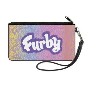 Canvas Zipper Wallet - SMALL - FURBY Title Logo Fur Print Multi Color/Purple/White