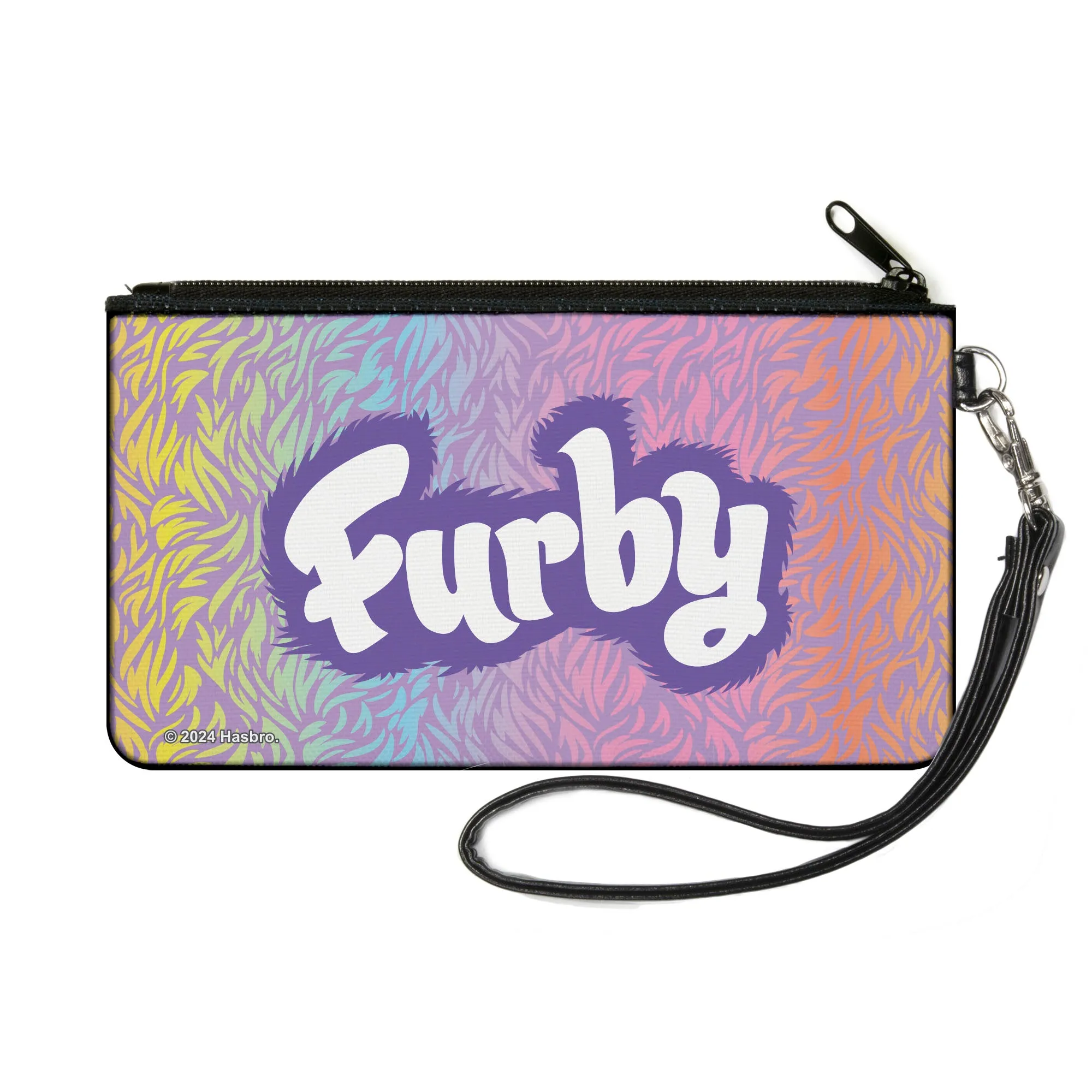 Canvas Zipper Wallet - SMALL - FURBY Title Logo Fur Print Multi Color/Purple/White