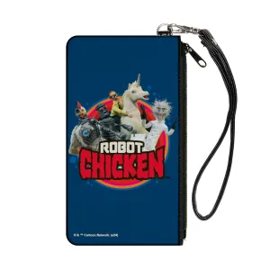 Canvas Zipper Wallet - SMALL - ROBOT CHICKEN Title Logo and Group Pose Blue