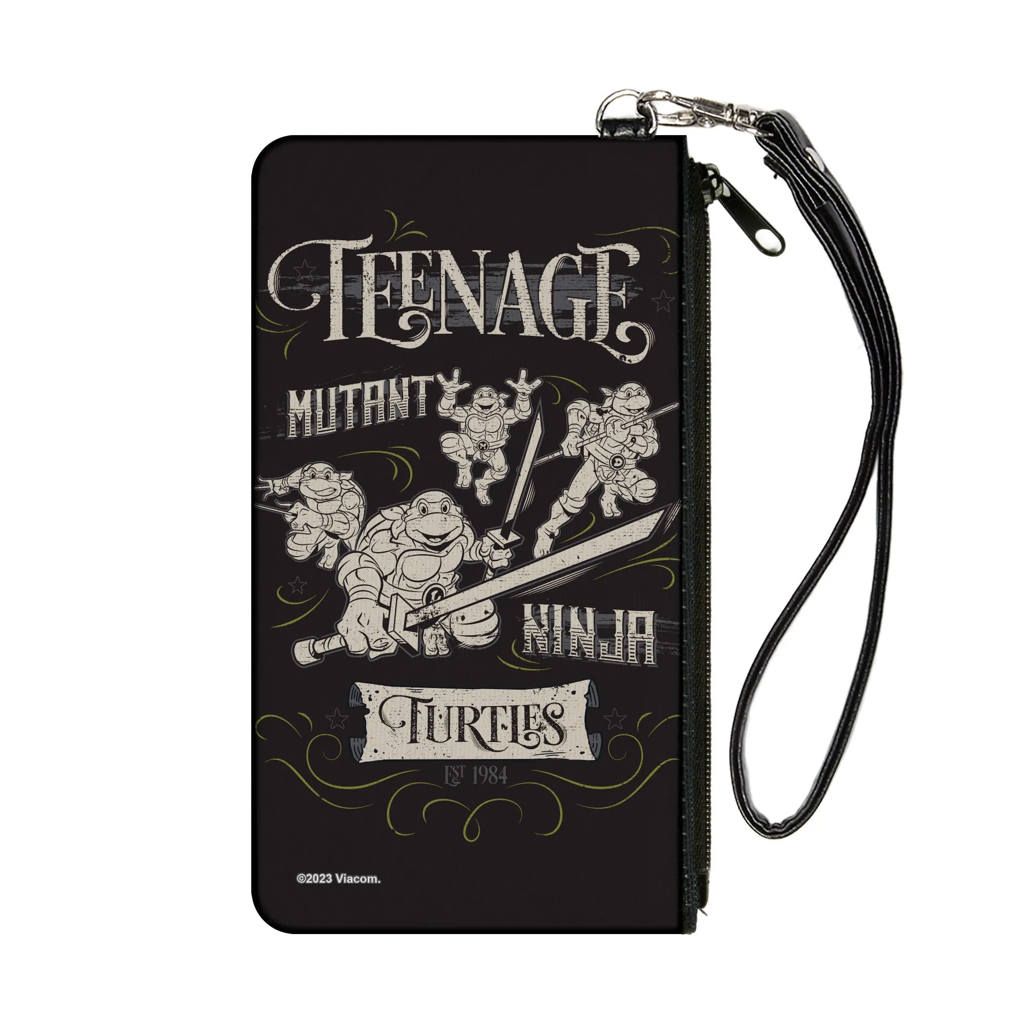 Canvas Zipper Wallet - SMALL - TEENAGE MUTANT NINJA TURTLES Est. 1984 Action Poses Black/White