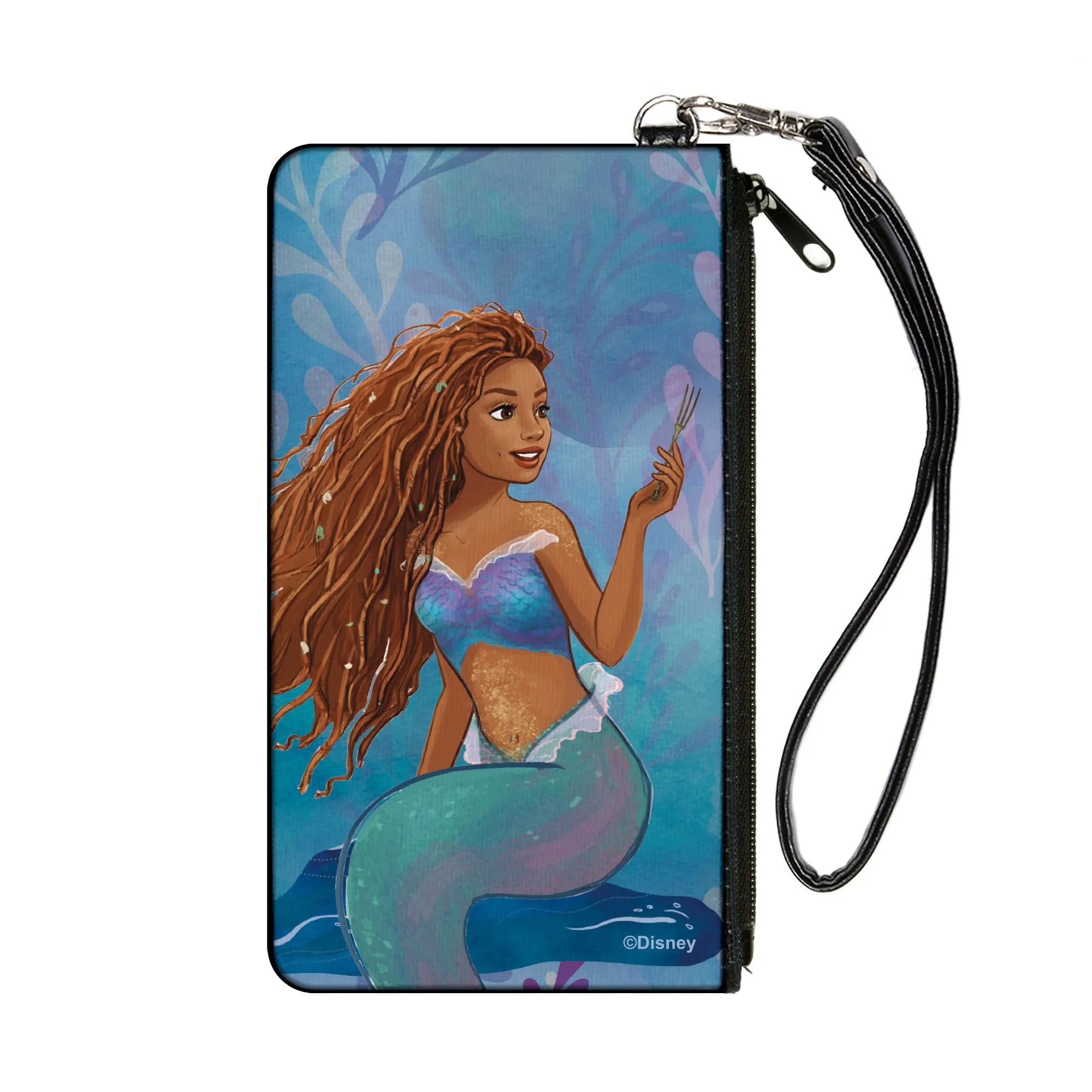 Canvas Zipper Wallet - SMALL - The Little Mermaid Ariel Dinglehopper Fork Pose Blues