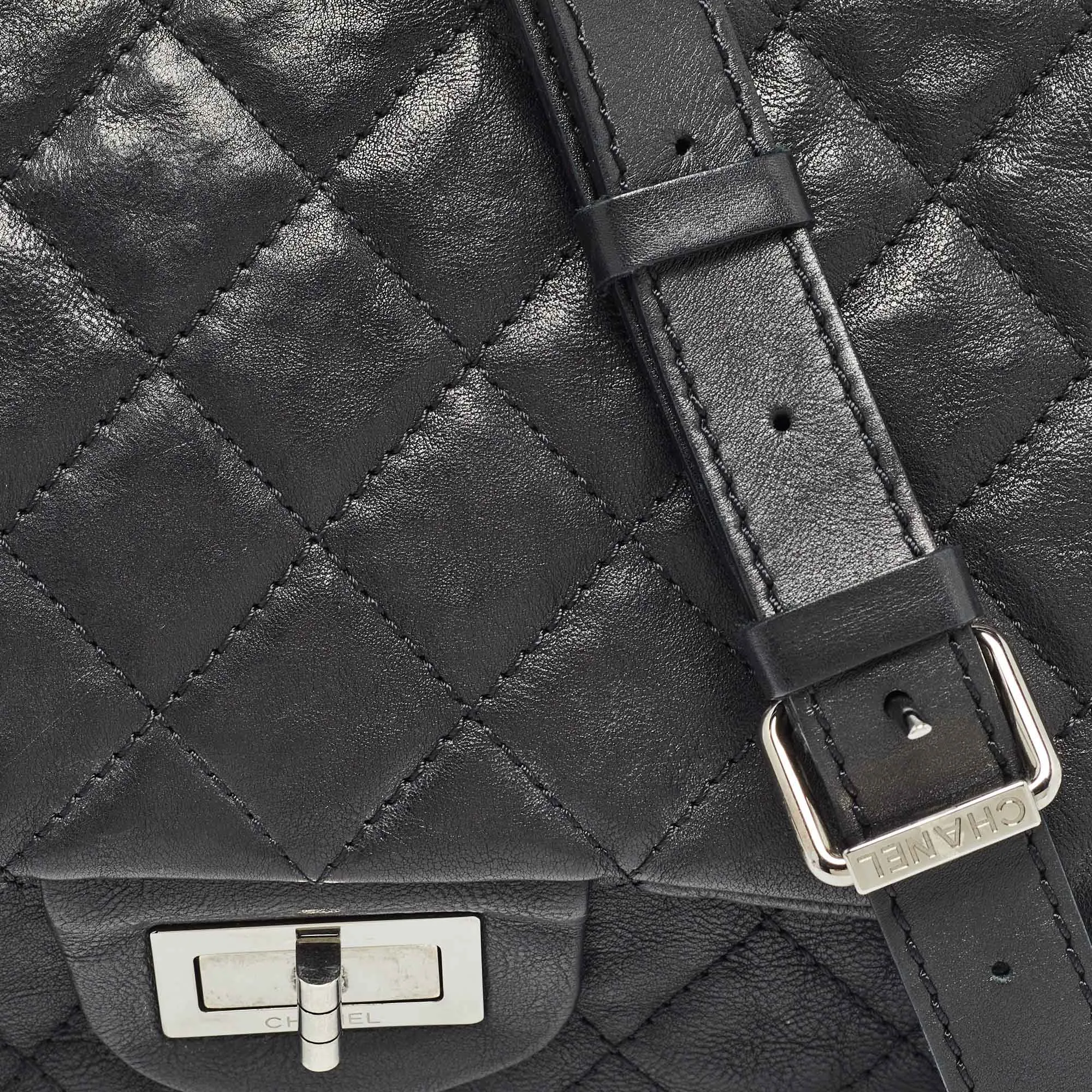 CHANEL Black Quilted Leather Easy Reissue Messenger Bag