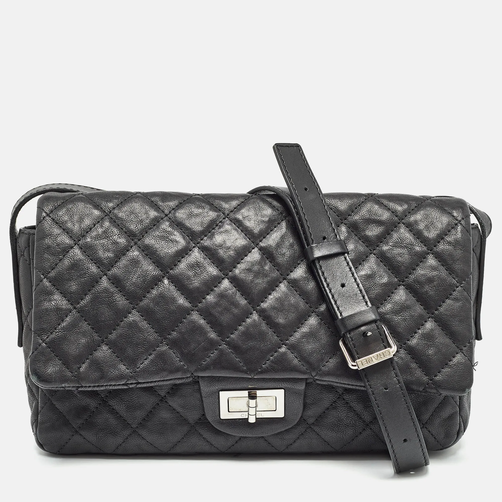 CHANEL Black Quilted Leather Easy Reissue Messenger Bag
