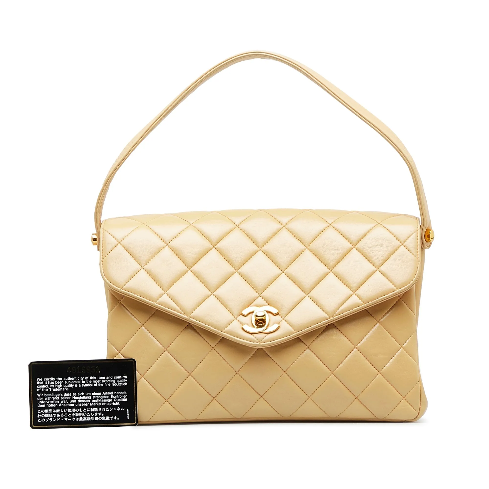 CHANEL Medium Lambskin Envelope Flap Handbag