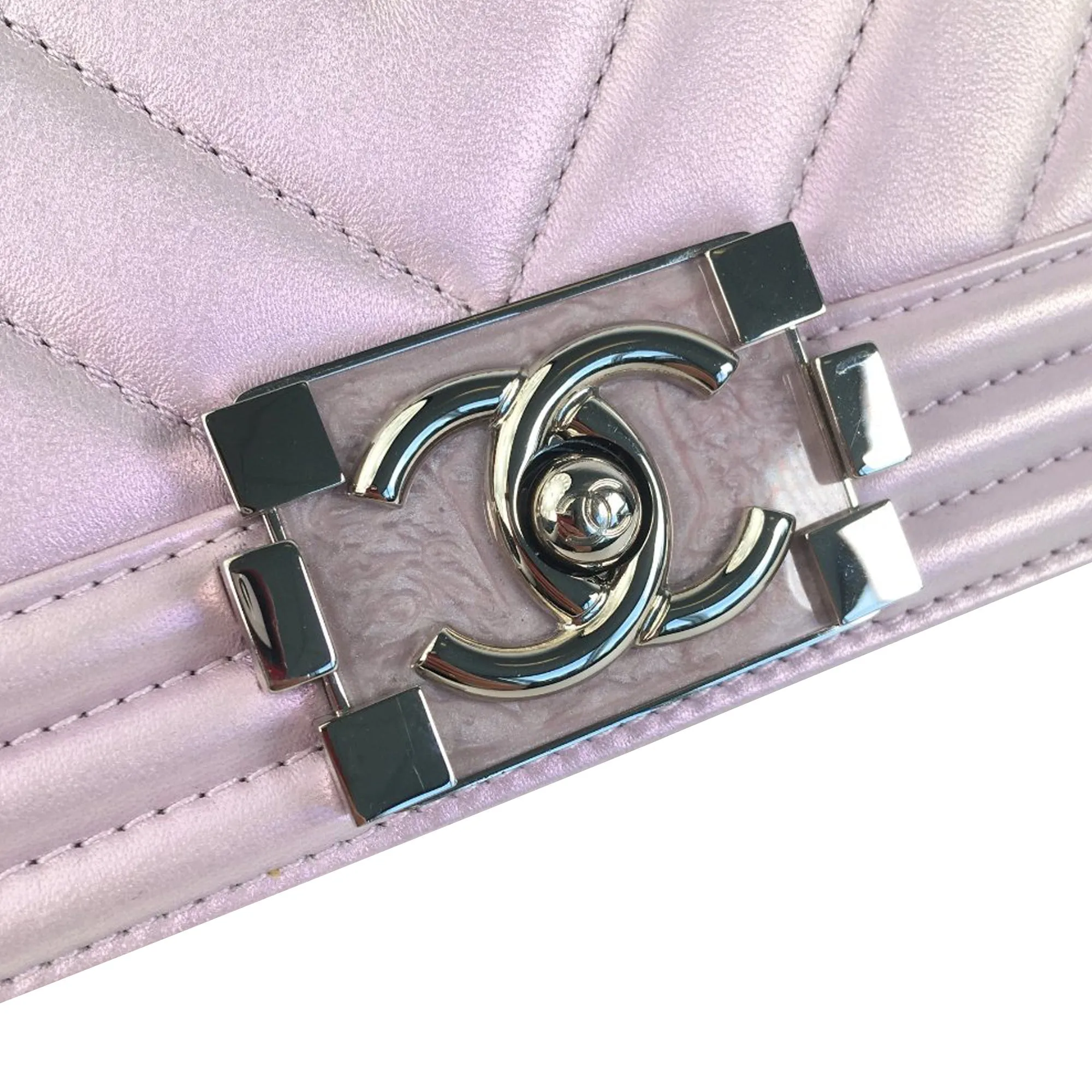 CHANEL Medium Metallic Chevron Quilted Lambskin Boy Flap Bag