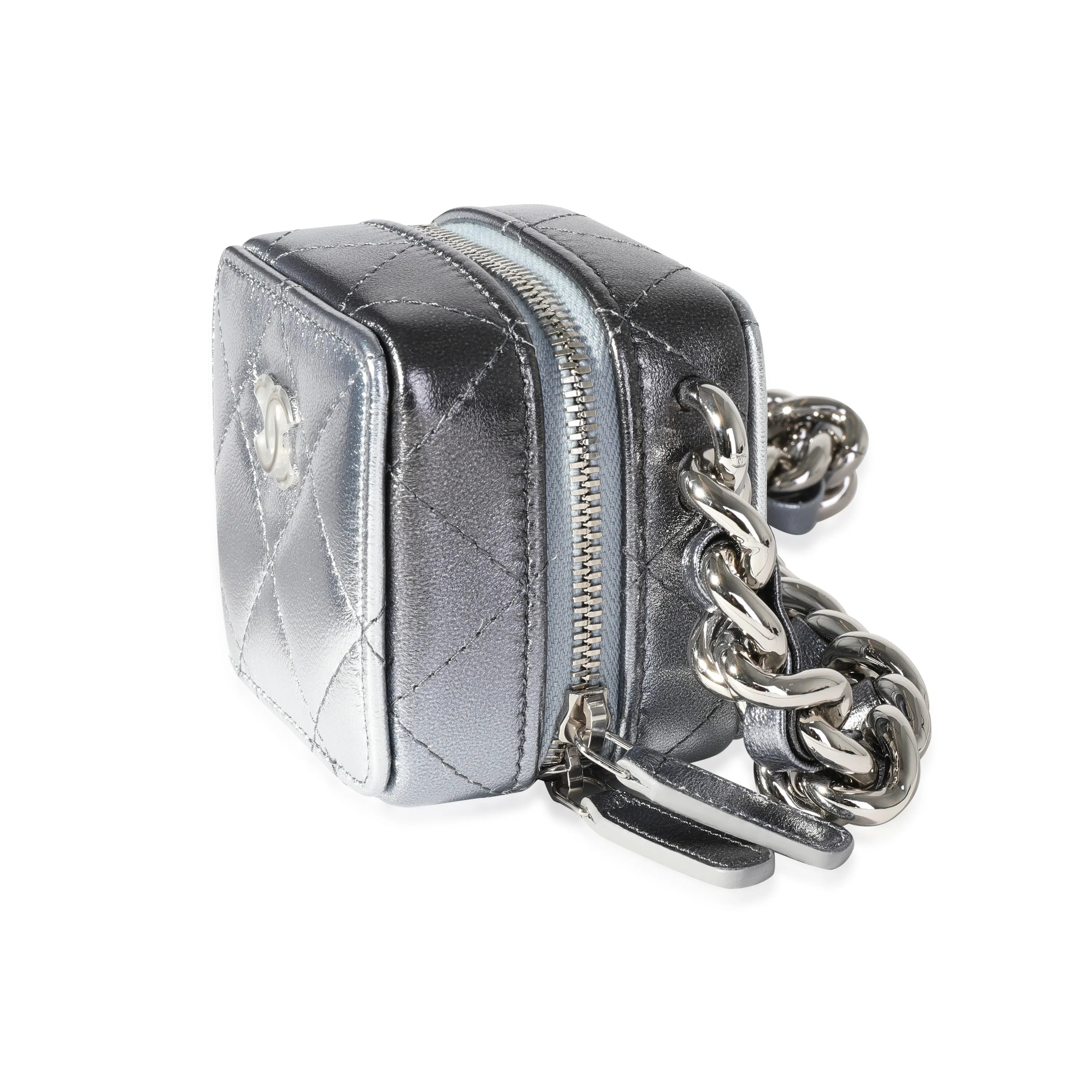 CHANEL Metallic Lambskin Quilted Coco Punk Clutch With Chain