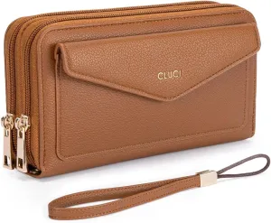 CLUCI Wallet Women Large Capacity Wristlet Purse for Women Long Ladies Wallet RFID Blocking Multi Credit Card Holder