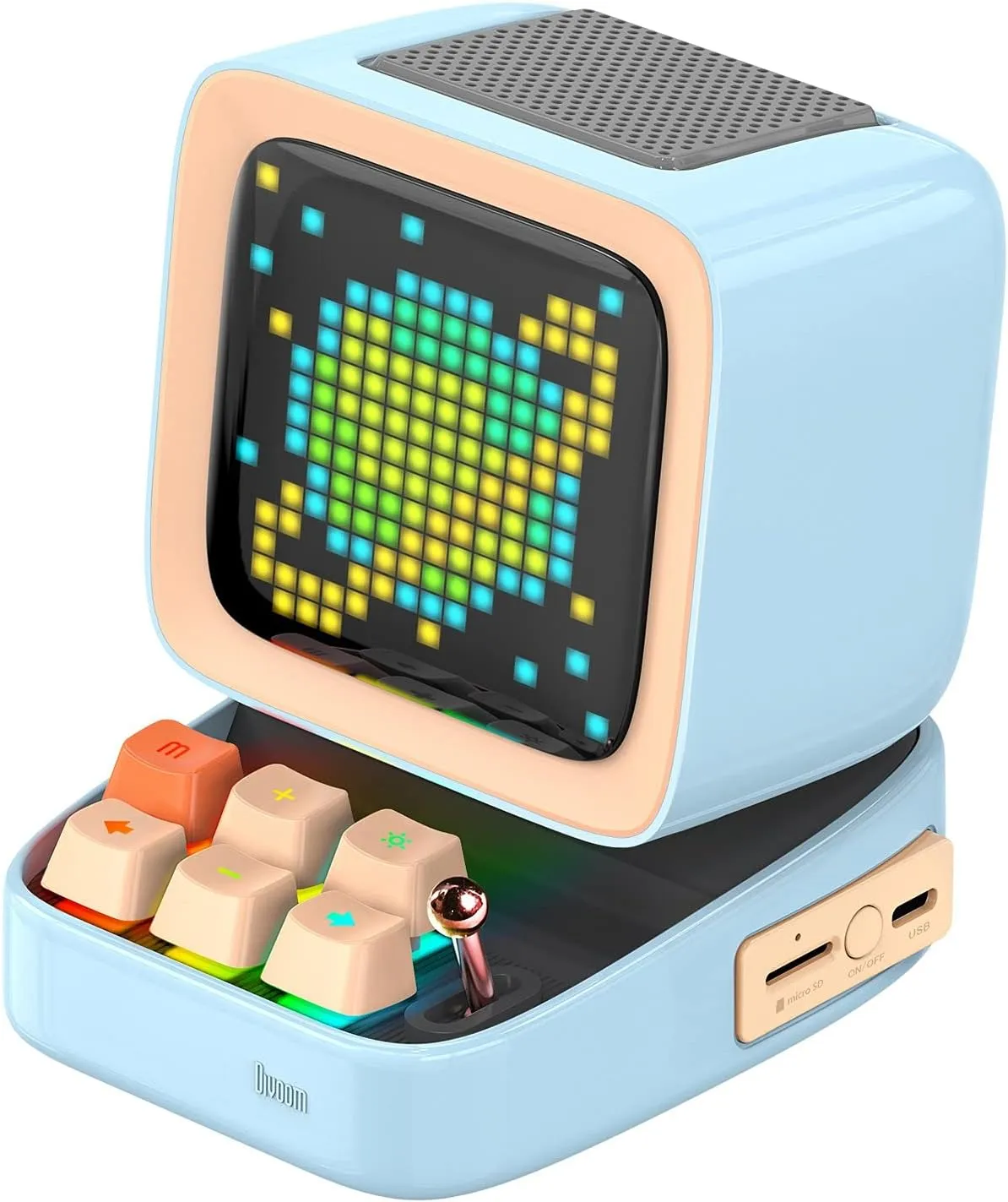 Divoom Ditoo Retro Pixel Art Game Bluetooth Speaker with 16X16 LED App Controlled Front Screen (Blue) 