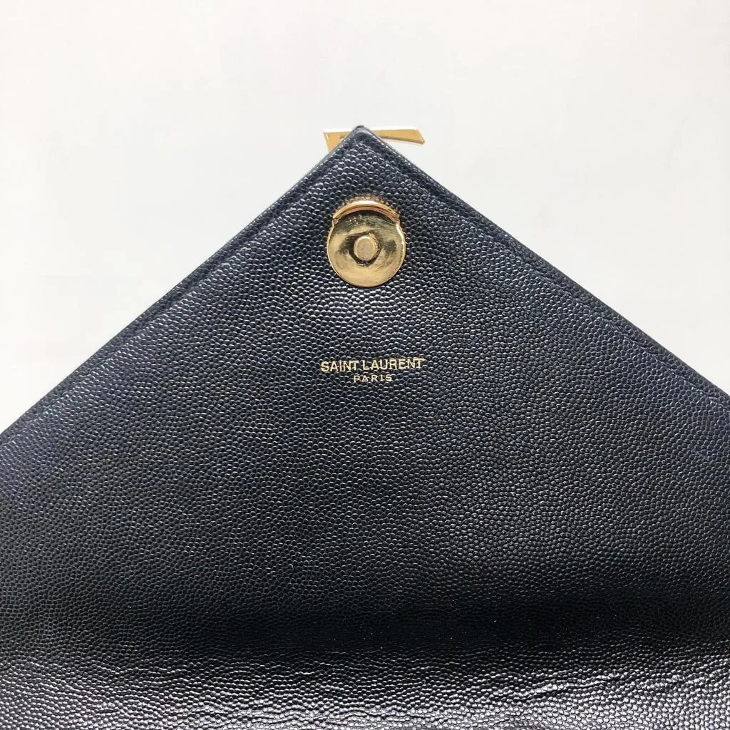 Envelope Large Flap in Chevron Quilted Leather Black