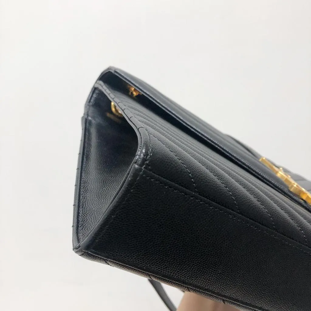 Envelope Large Flap in Chevron Quilted Leather Black