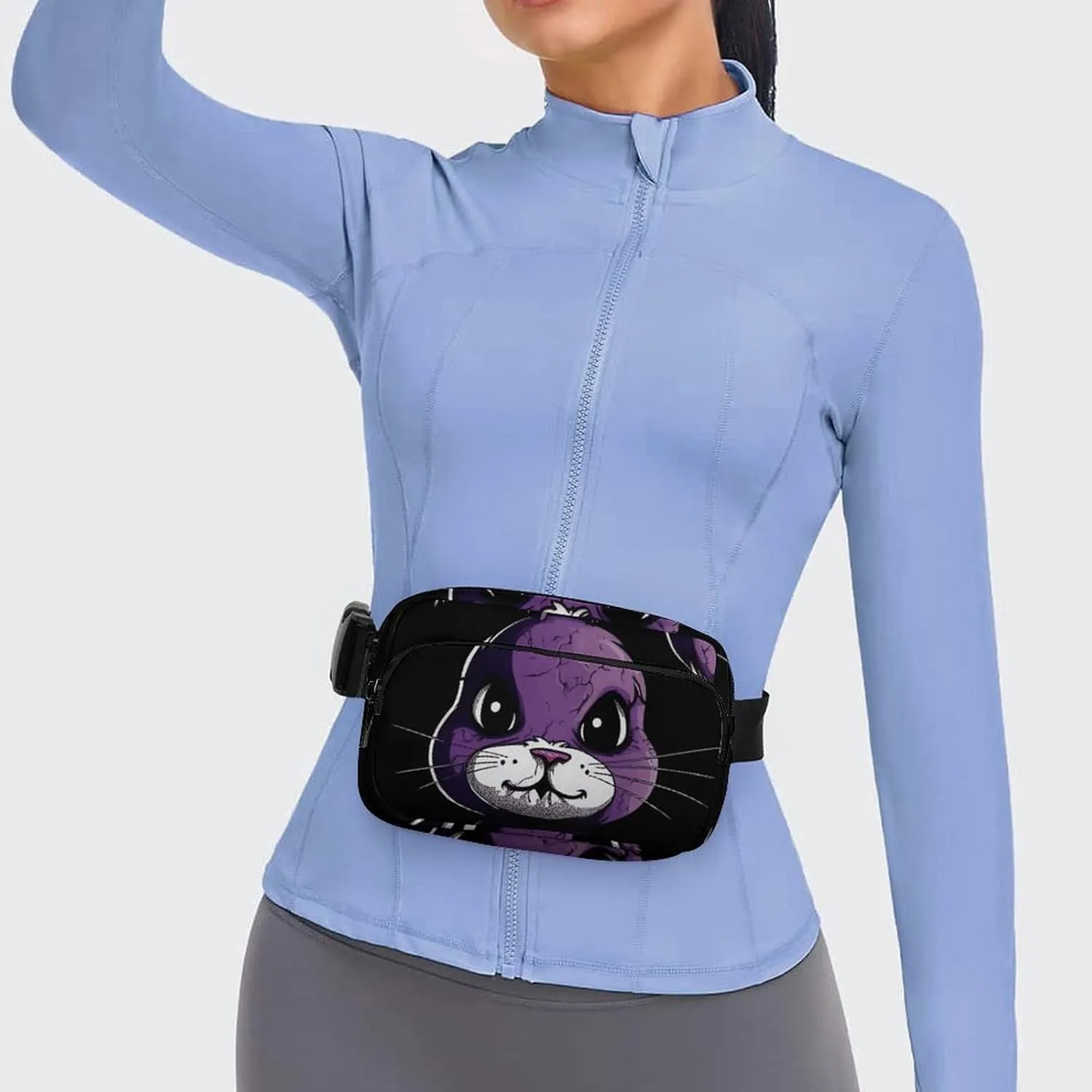 Fanny Pack for Men&Women Crossbody Waist Bag Small Sling Backpack Purple Angry Rabbit Belt Bag