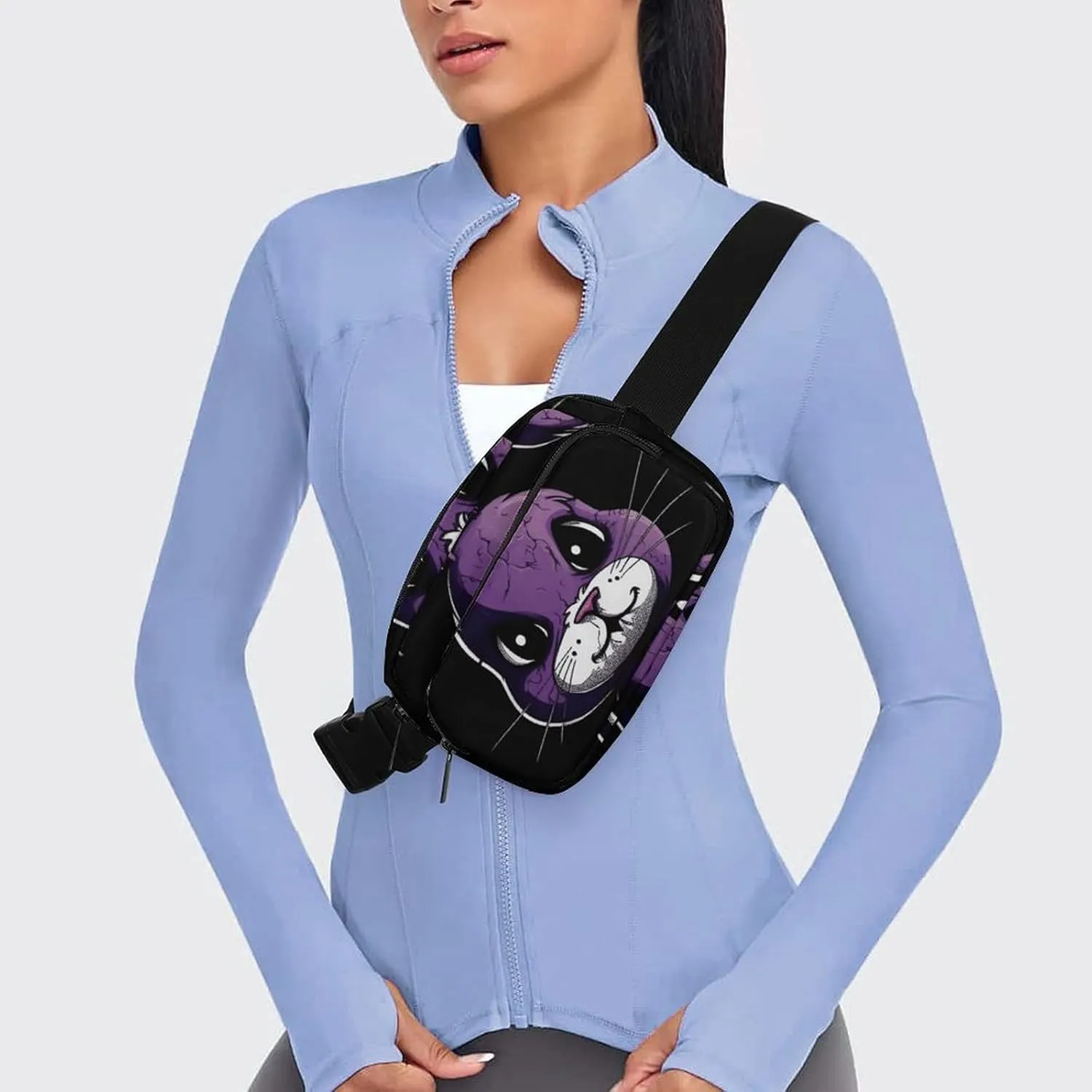 Fanny Pack for Men&Women Crossbody Waist Bag Small Sling Backpack Purple Angry Rabbit Belt Bag