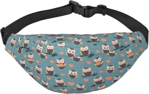 Fanny Pack for Women Men,Cute Owls Heart Large Crossbody Waist Pack Belt Bag for Workout Hiking Running Travel, Onesize