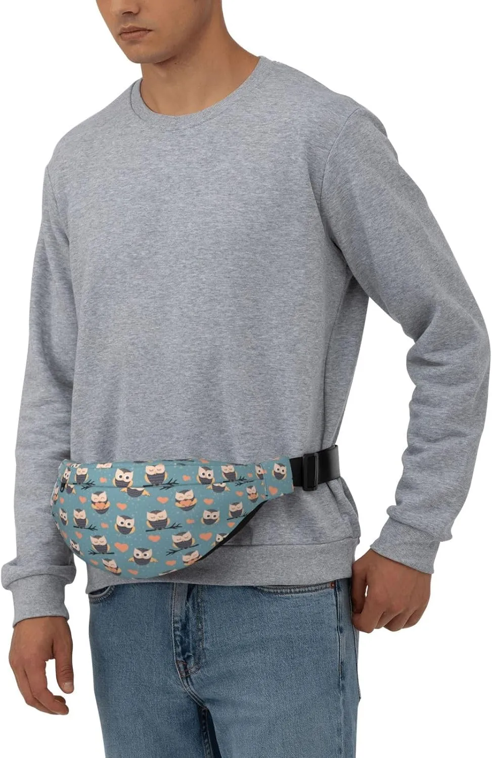 Fanny Pack for Women Men,Cute Owls Heart Large Crossbody Waist Pack Belt Bag for Workout Hiking Running Travel, Onesize