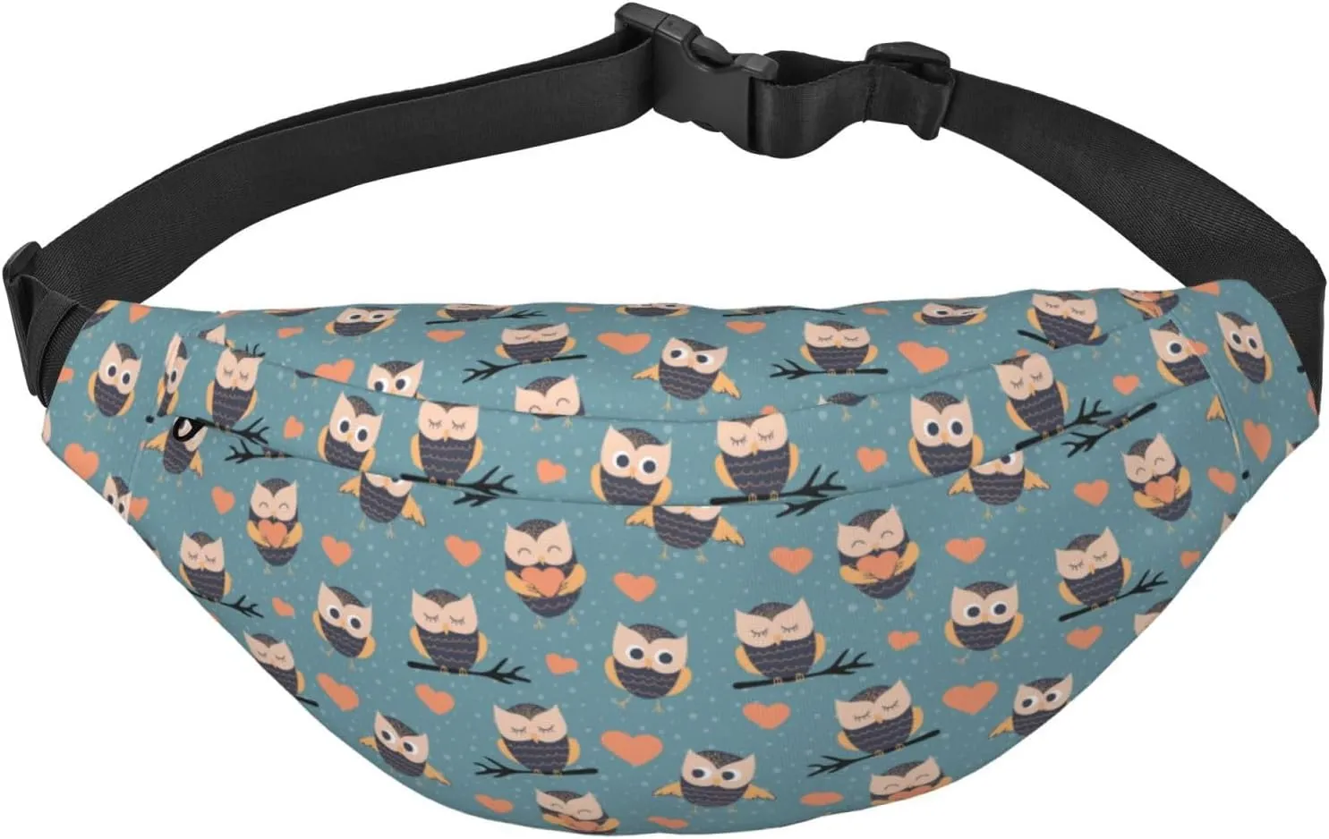 Fanny Pack for Women Men,Cute Owls Heart Large Crossbody Waist Pack Belt Bag for Workout Hiking Running Travel, Onesize