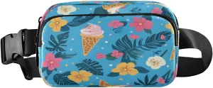 Fanny Packs for Women Men Belt Bag Waist Pouch Packs Crossbody Bags Running Hiking Fanny Pack for Girls Boys Ice Cream Tropical Flower Palm (4)