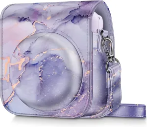 Fintie Protective Case for Fujifilm Instax Mini 12 Instant Camera - Premium Vegan Leather Bag Cover with Removable Adjustable Strap, Lilac Marble