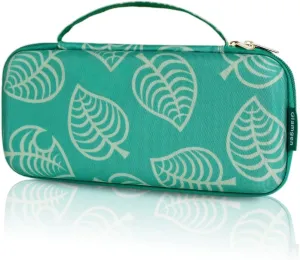 Glamgen Carrying Case Compatible with Switch Lite, Protective Portable Hard Shell Storage for Leaf Crossing Lites Console,Travel Cover Bag with 8 Game Card Slots for Switch Games & Accessories,Green
