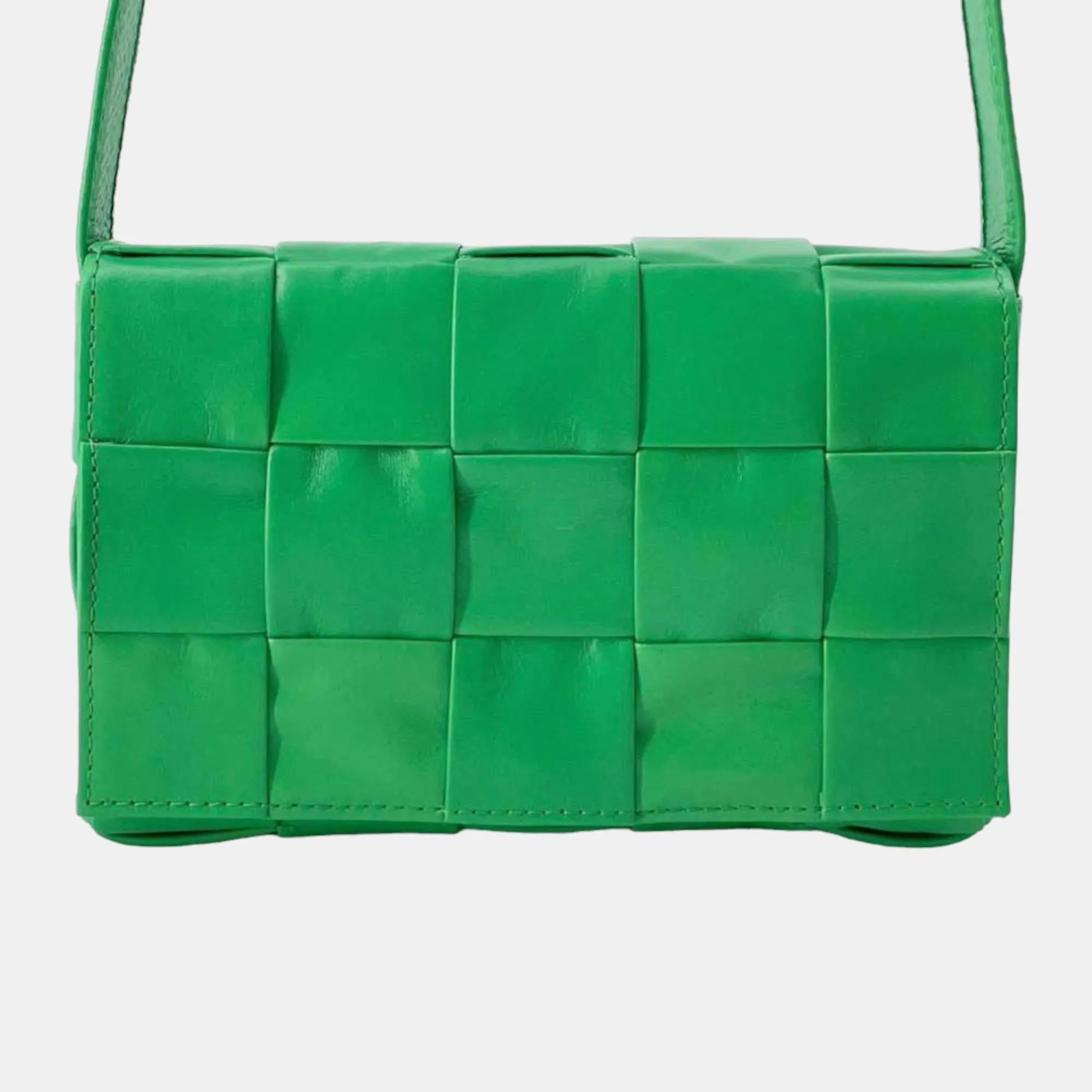 Green Leather Small Cassette Shoulder Bag