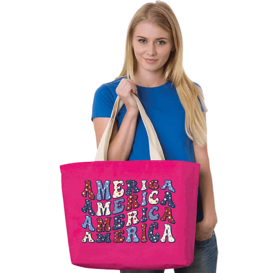Groovy Americana Graphic Personalized Tote Made in USA