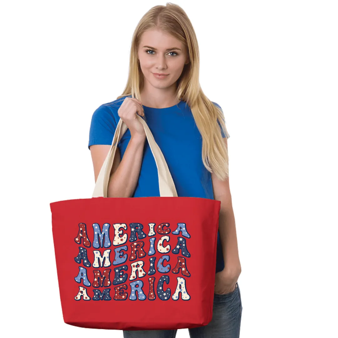 Groovy Americana Graphic Personalized Tote Made in USA