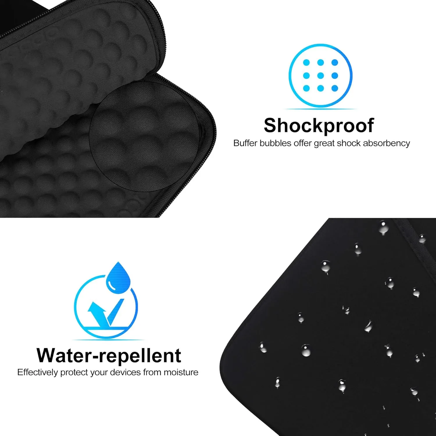 iPad Mini 7 Sleeve, iPad Mini Case Bag, Lacdo Shockproof Tablet Sleeve Case for iPad Mini 7,6,5,4,3,2 / Samsung Galaxy Tab A7 Lite 8.7" / Tab A 8.0" Protective iPad mini sleeve Tablet Bag, Black/Black