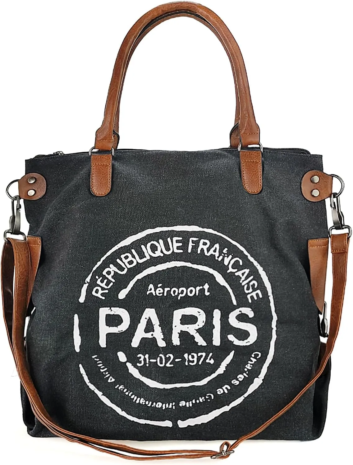 Large Canvas Tote Bag for Women with Zipper Everyday Crossbody Bag Laptop Shoulder Bag Hobo Handbag