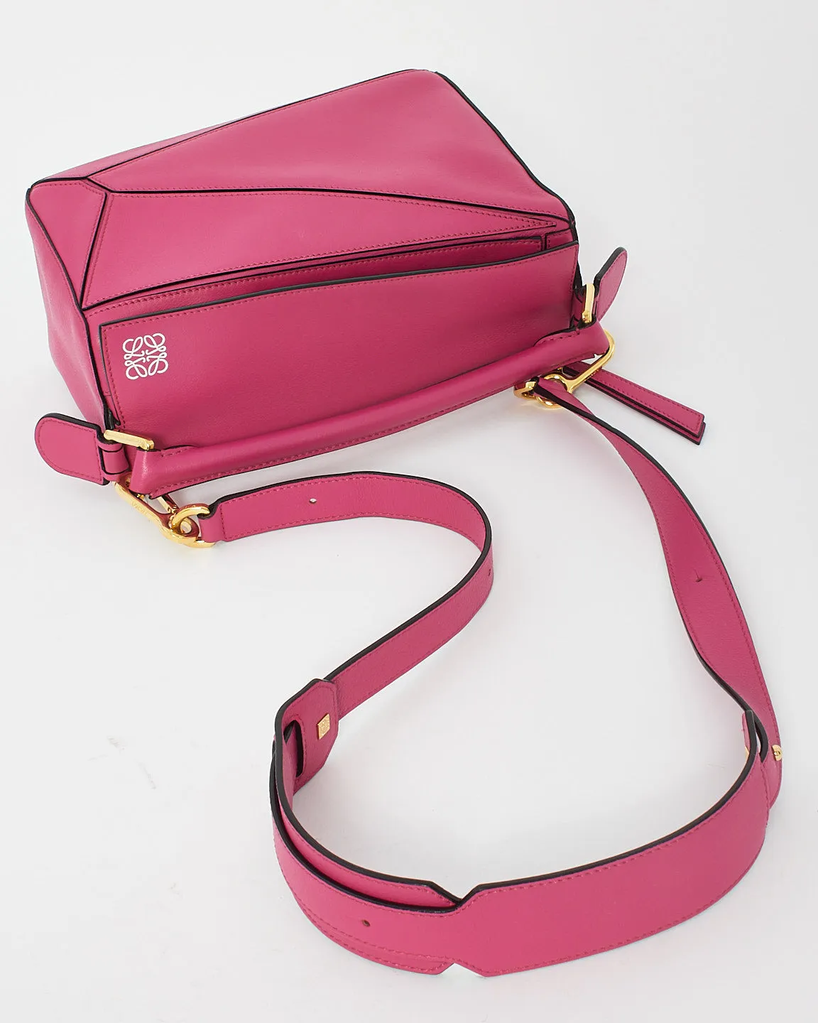 Loewe Pink Fuchsia Leather Small Puzzle Bag