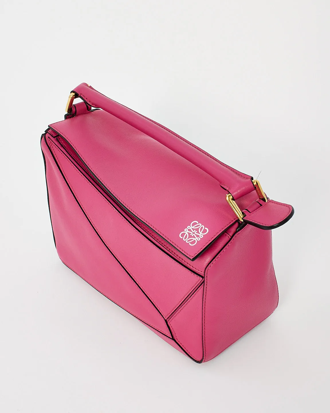 Loewe Pink Fuchsia Leather Small Puzzle Bag