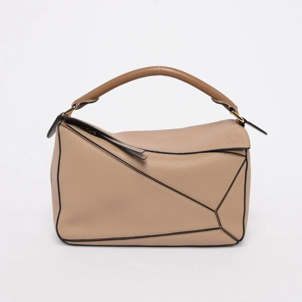 Loewe Sand & Mink Grained Calfskin Medium Puzzle Bag