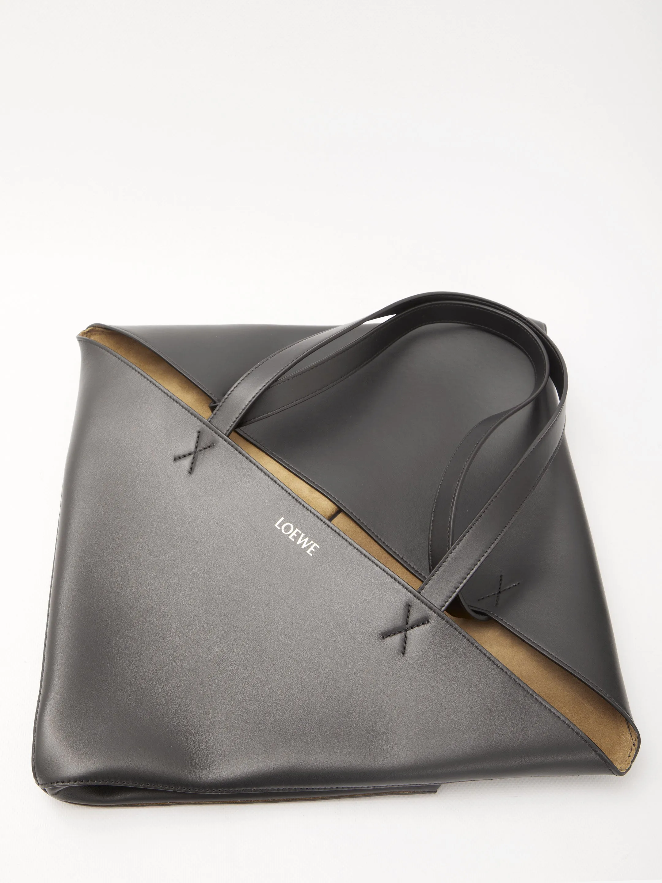 Loewe XL Puzzle Fold Tote Bag in Shiny Black Leather