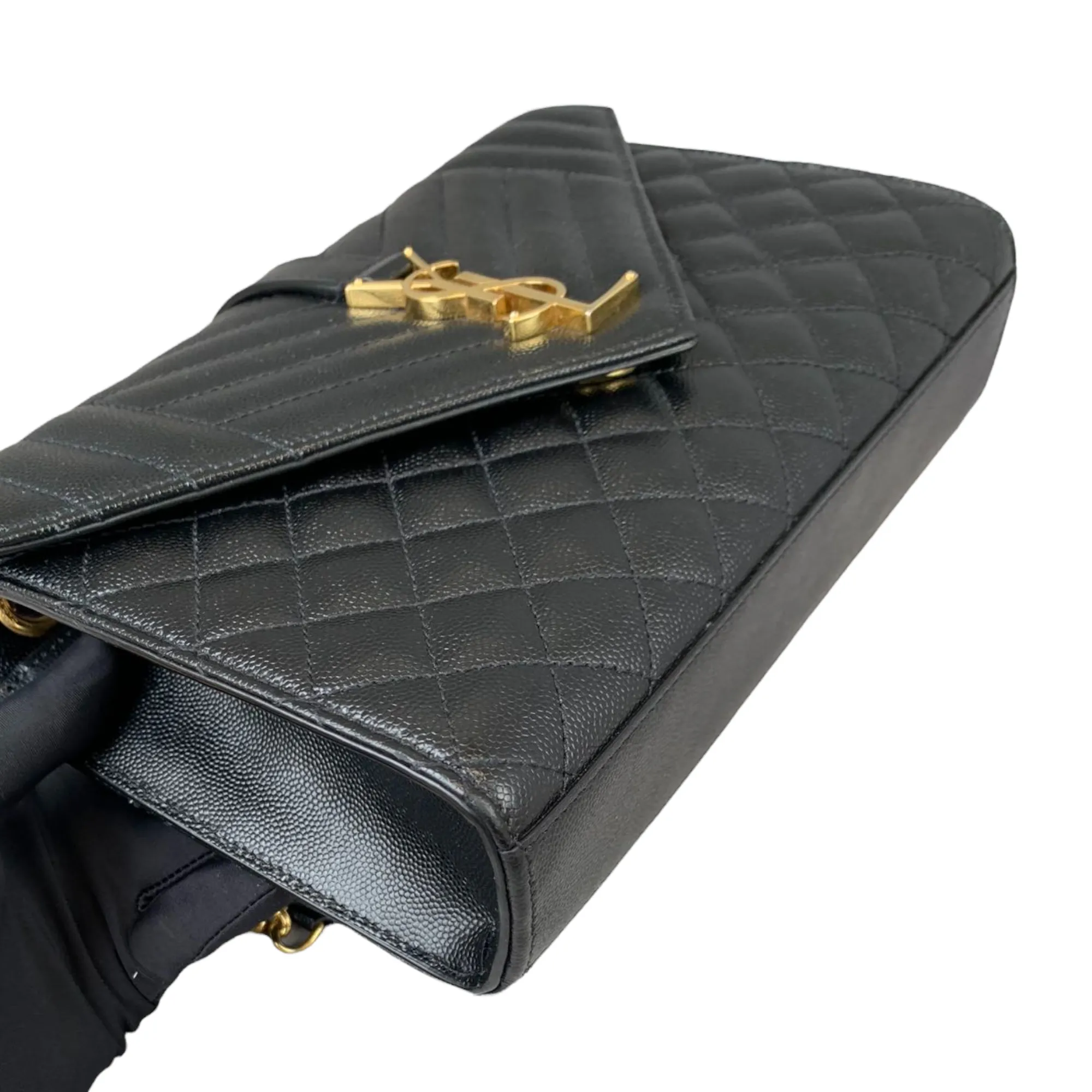 Medium Envelope Flap Leather Black GHW