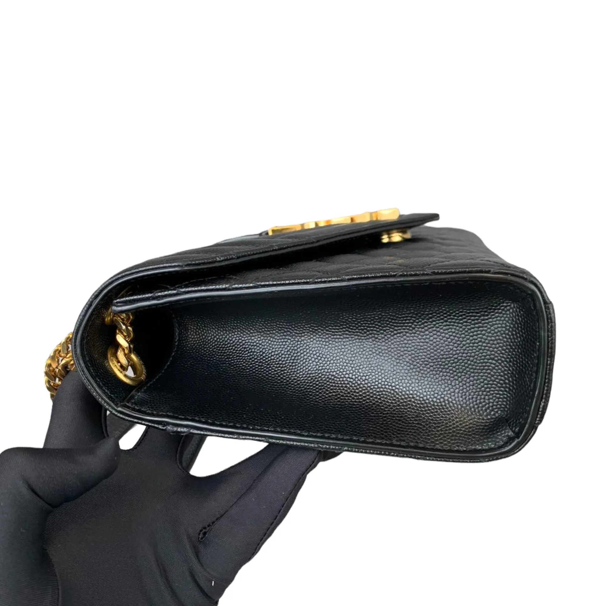 Medium Envelope Flap Leather Black GHW