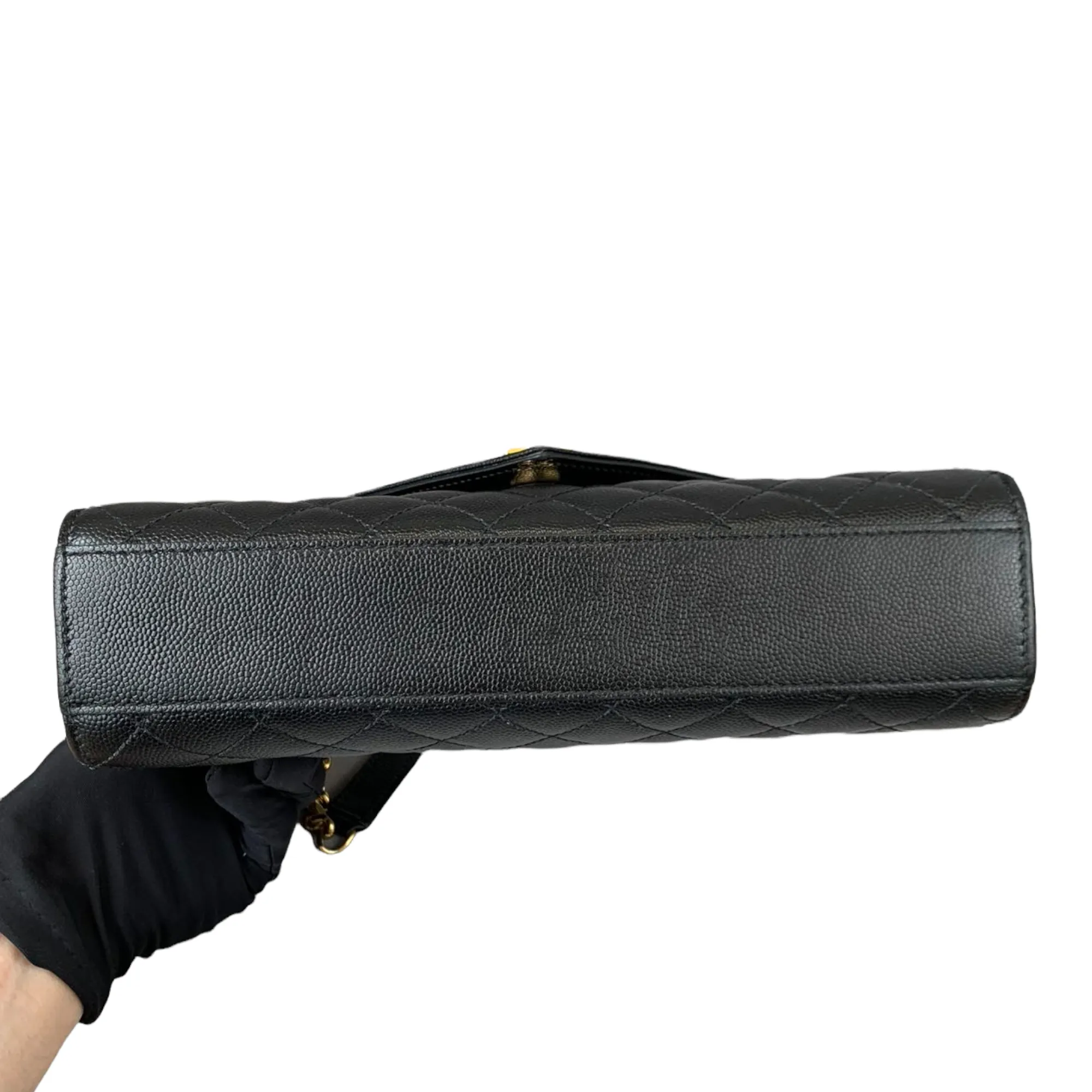 Medium Envelope Flap Leather Black GHW