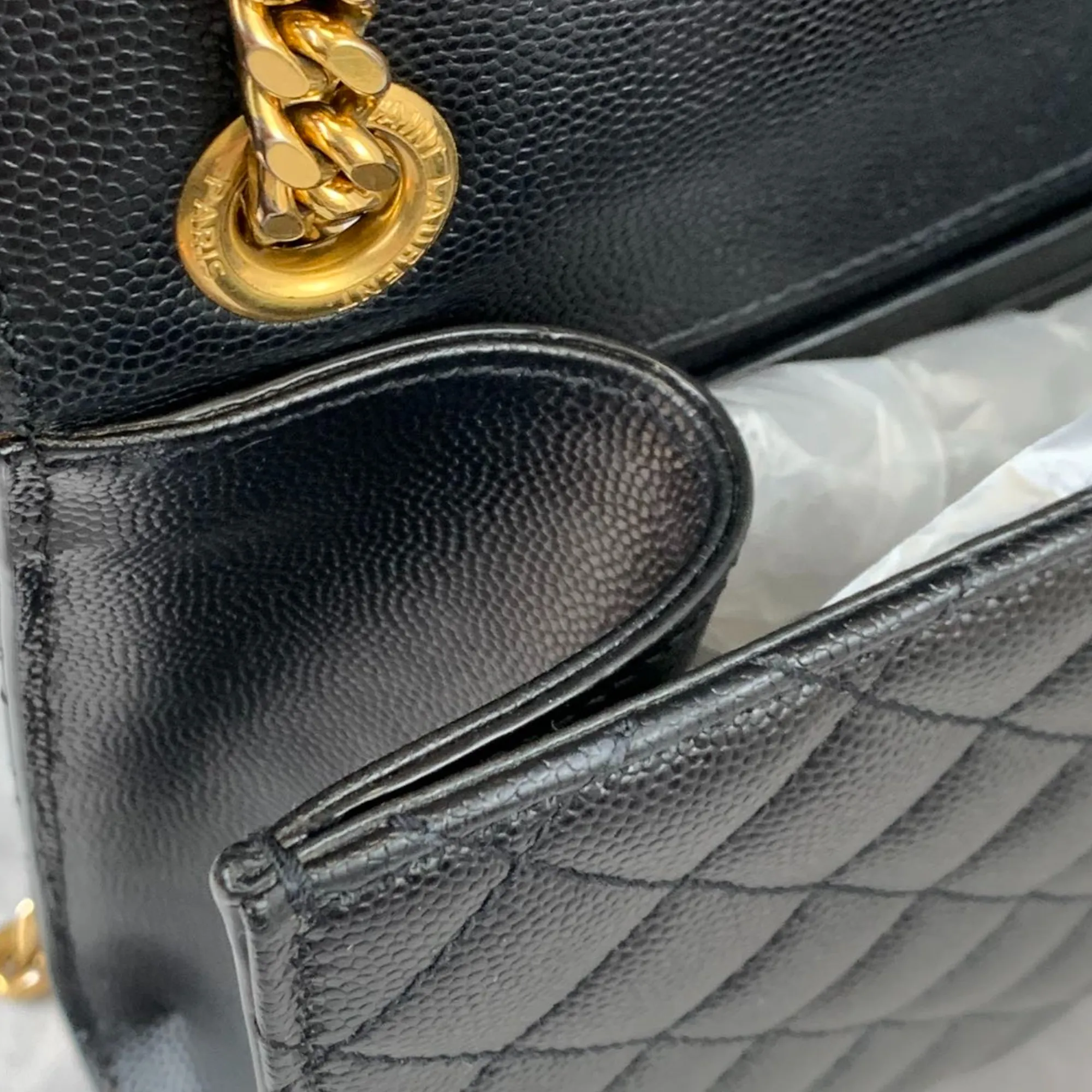 Medium Envelope Flap Leather Black GHW